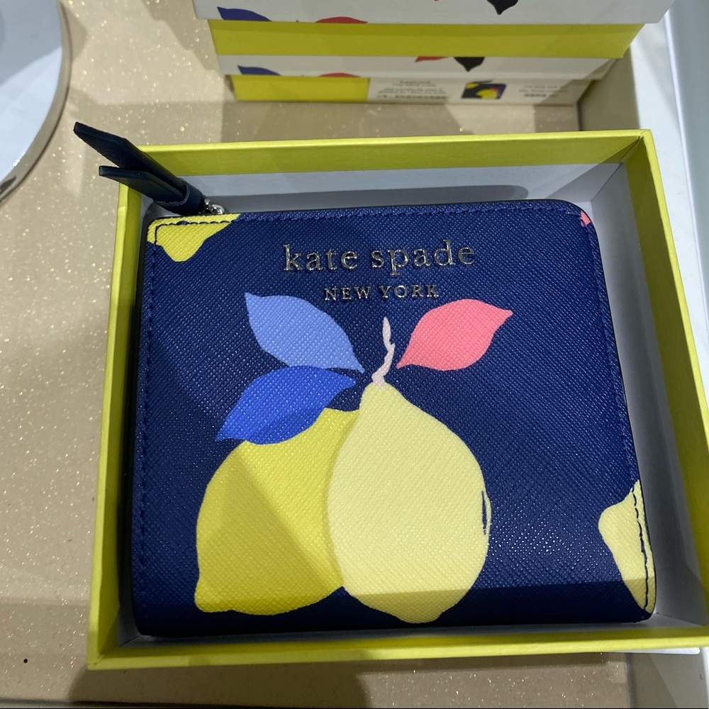 Kate Spade Cameron Lemon Zest Small L-zip Bifold